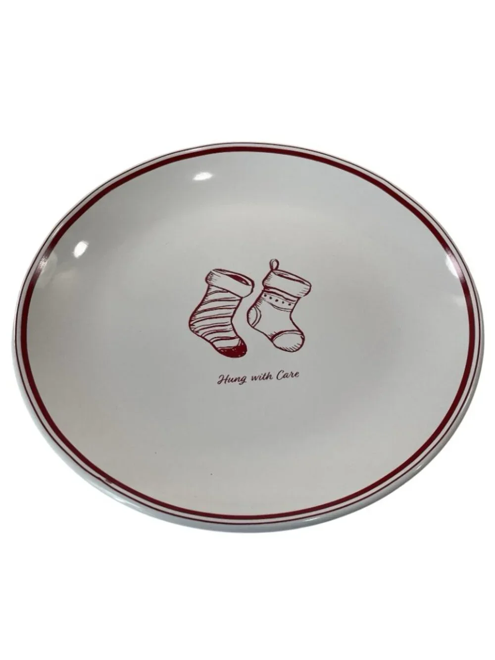 Sur La Table Dessert Plates Set of 4 Joyeux Noel Santa Reindeer Stockings Tree